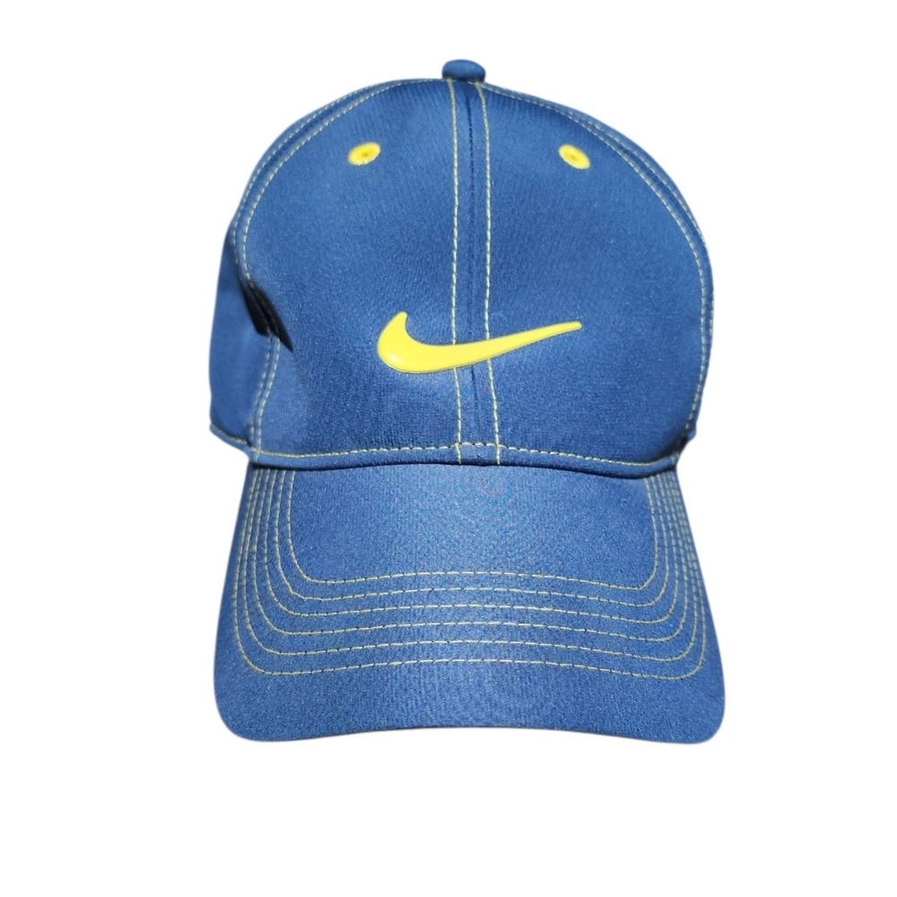 Nike Golf Hat Blue Yellow Swoosh VLCM Adjustable Baseball Cap Mens One Size